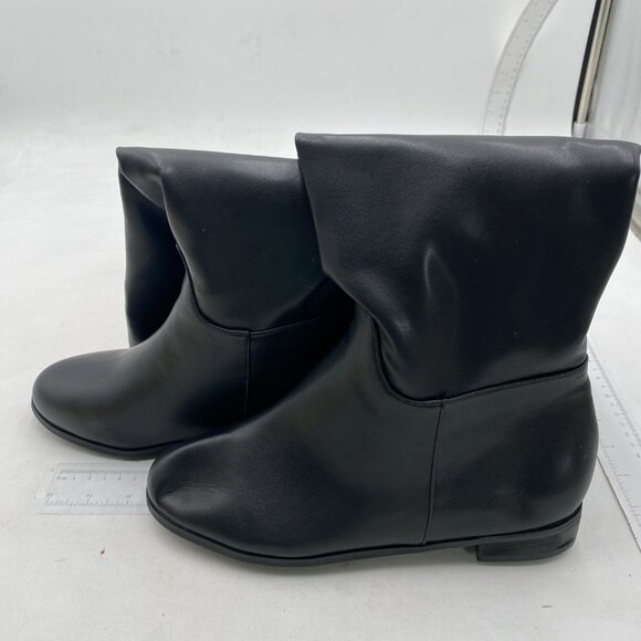 Women Closed Rounded Toe Knee High Boots Low Block Heel Black  Boot Side Zipper - Picture 3 of 7